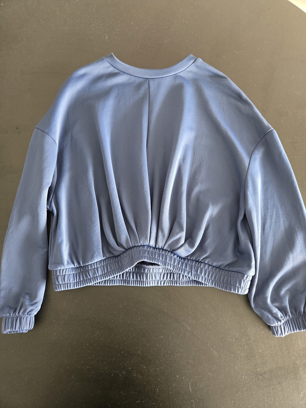 ​ba&sh Paris Swing Cropped Ruched Sweatshirt S Blue
